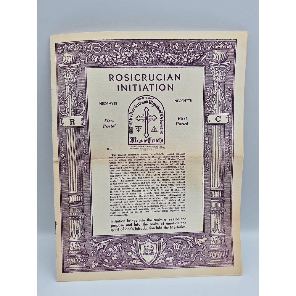 Vintage 1950 Rosicrucian Initiation First Portal Neophyte AMORC Ephemera Set‎